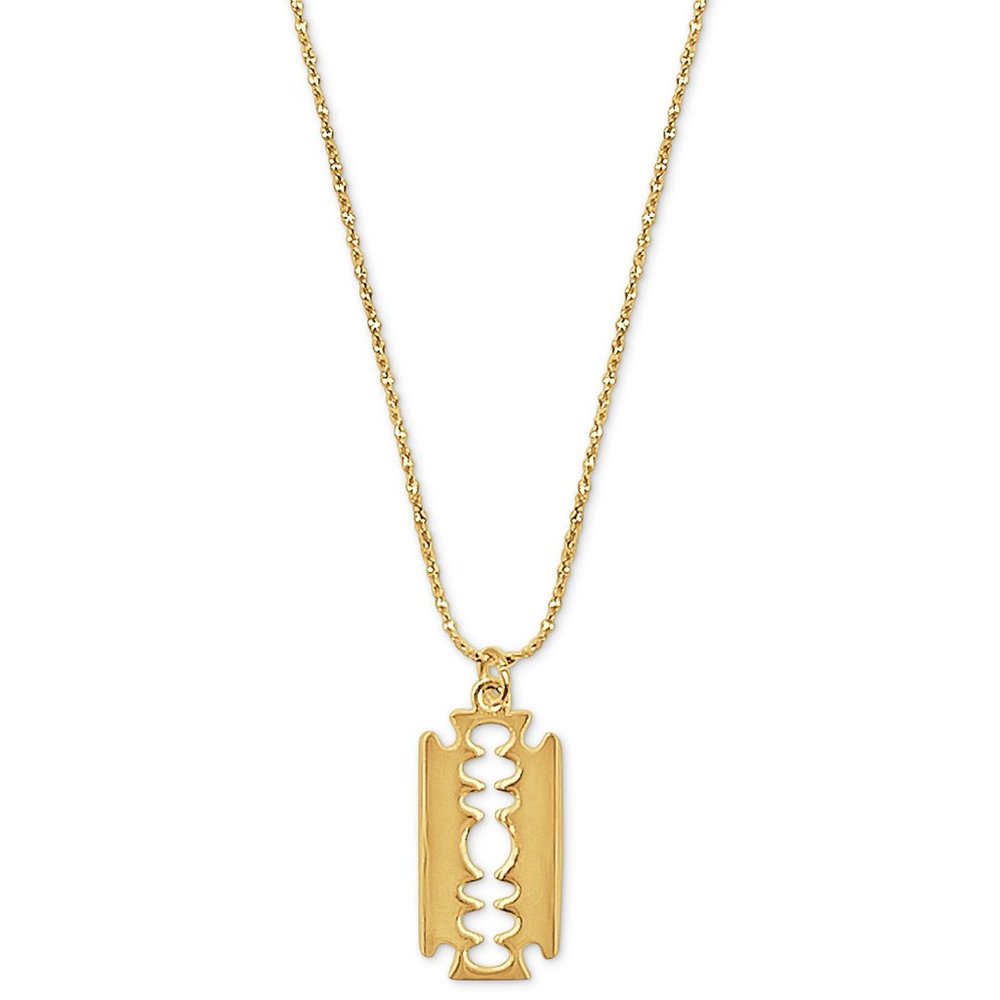 18K Gold Filled Stainless Steel Razor Blade Pendant Necklace